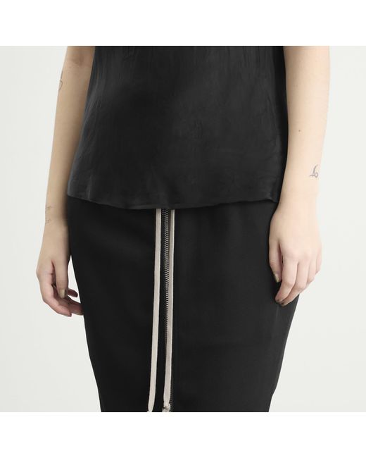 Rick Owens Black Zipped Short Pillar Skirt