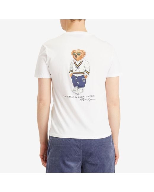 Polo Ralph Lauren White Tennis Club Bear T-Shirt for men