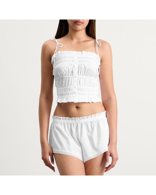 Skims White Garment Washed Poplin Ruffle Cami
