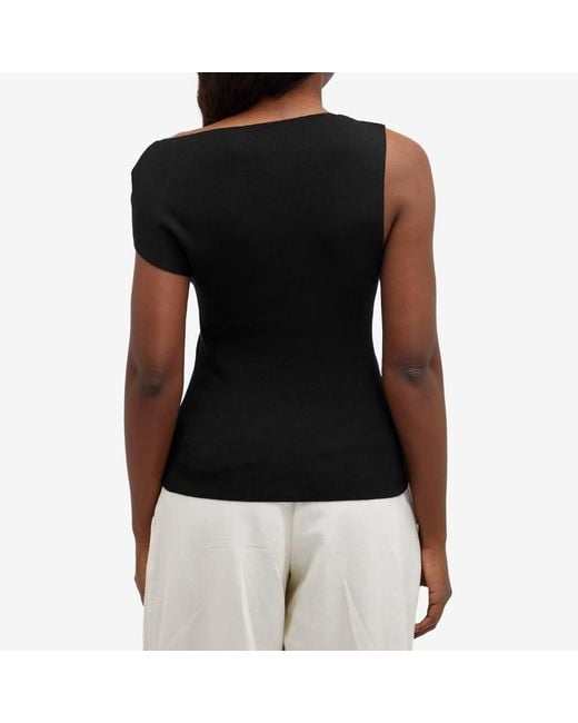 St. Agni Black Asymmetric Knit Top