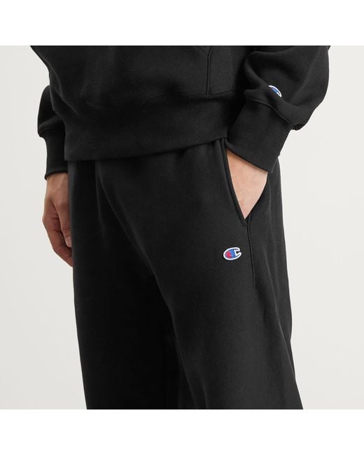 Champion Black Classic Cuffed Cotton Sweatpants for men