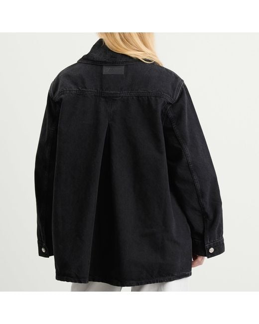 Ganni Blue Rigid Denim Midi Jacket