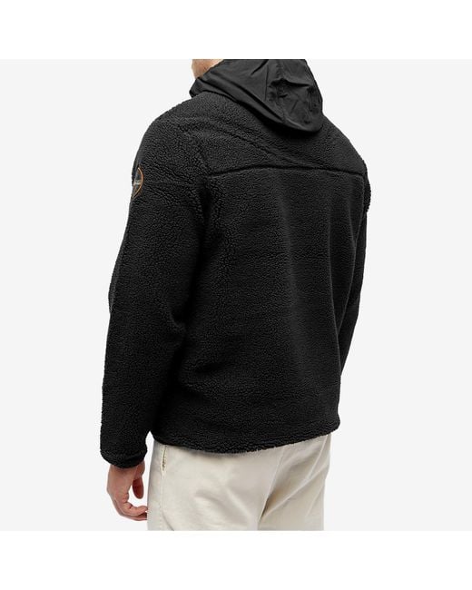 Napapijri Black Teide Curly Fleece Half Zip Jacket for men