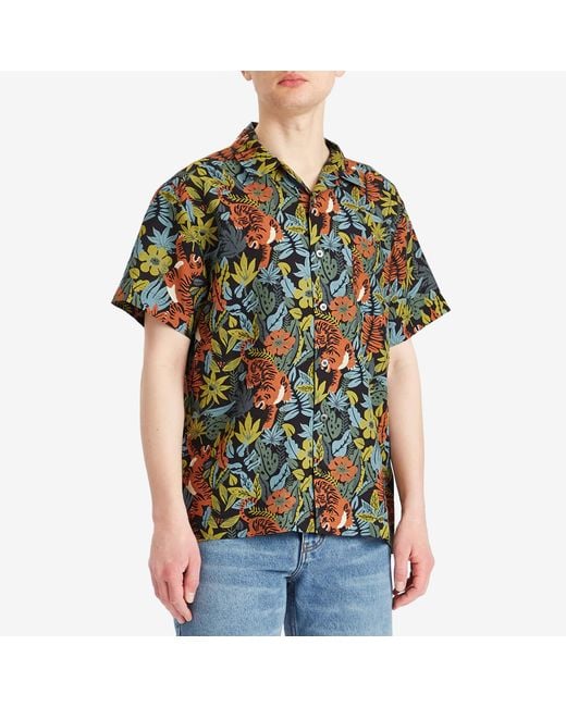 A.P.C. Green Roy Tropical Print Vacation Shirt for men