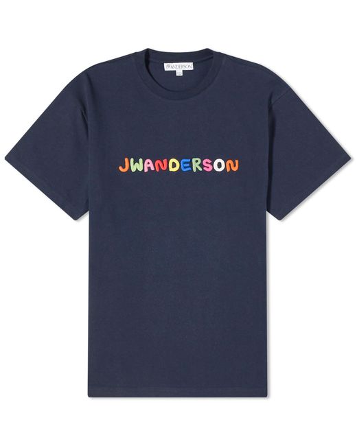 J.W. Anderson Blue Logo Embroidery T-Shirt