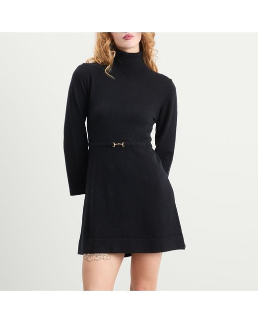 Rixo Black Aly Wool Mini Dress