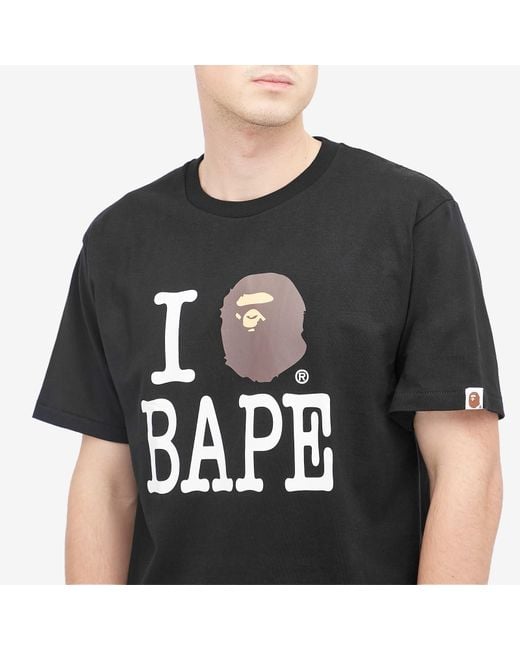 A Bathing Ape Black I Love Bape T-Shirt for men