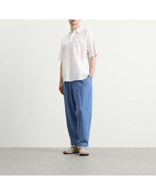 Universal Works Blue Herringbone Rec. Pleated Track Pant for men