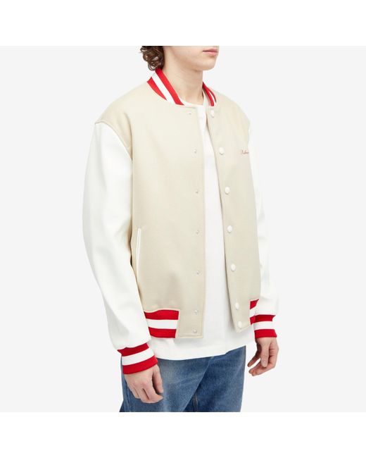 Balmain White Signature Varsity Jacket for men