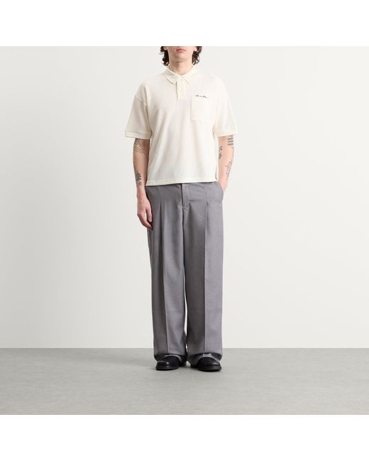 About Blank White Script Polo for men
