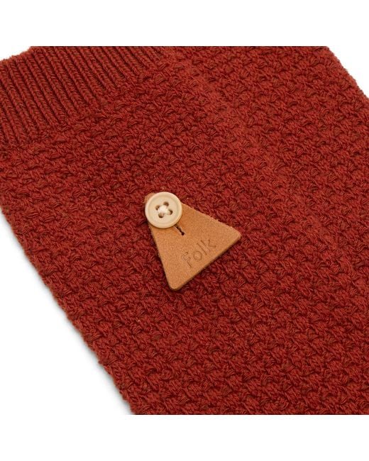 Folk Red Waffle Sock for men