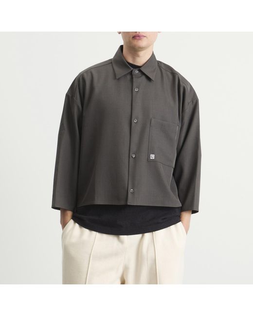 Merely Made Gray Cropped Overshirt for men