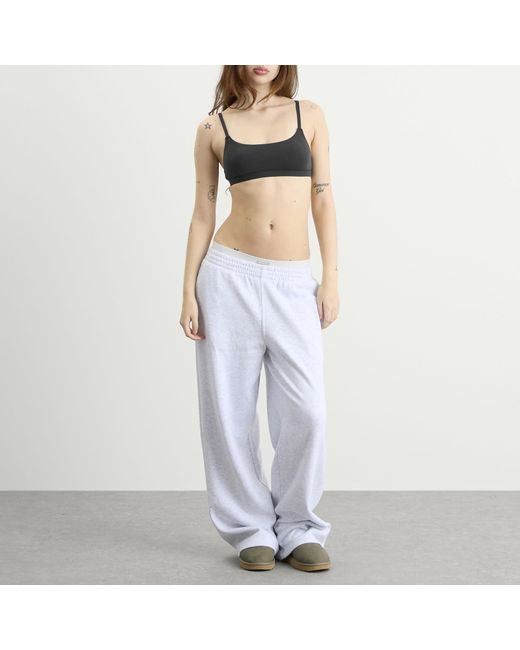Skims Blue Cotton Fleece Exposed Boxer Wide Leg Pants