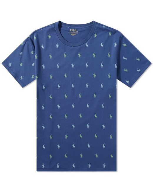Polo Ralph Lauren Cotton All Over Pony Sleepwear Tshirt in Navy (Blue