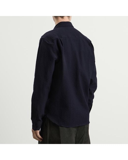 YMC Blue Curtis Seersucker Shirt for men