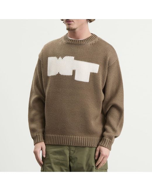 (w)taps Brown Intarsia Knit Sweater for men