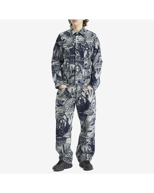 No Problemo Blue Apocalypse Jacquard Trucker Jacket for men