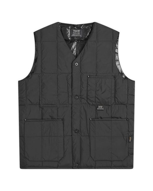 Taion Black Work V-Neck Button Down Vest for men