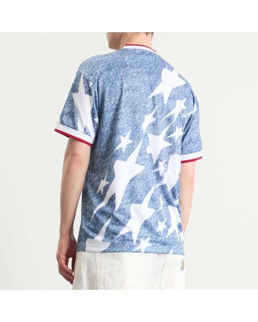 Adidas Blue Denim Graphic Jersey Top for men