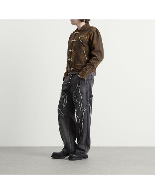 THUG CLUB Brown Cotton Jacket for men