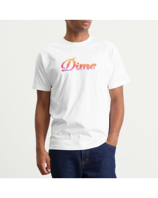 Dime White Cursive Cloud T-Shirt for men