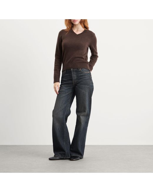 MM6 by Maison Margiela Brown V-Neck Knitted Jumper