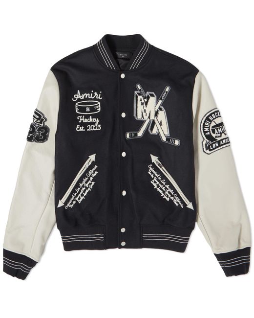 Amiri Black Hockey Varsity Bomber Jacket for men