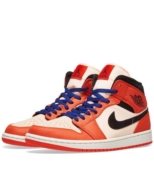 Nike Leather Air Jordan 1 Mid Se in Orange for Men | Lyst Canada