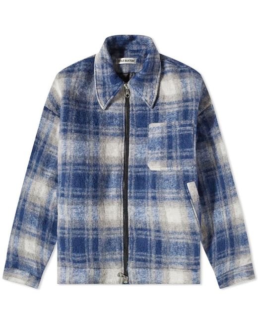 Cole Buxton Blue Flannel Overshirt for men