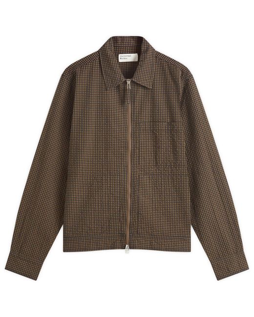 Universal Works Green Japanese Seersucker Zip Uniform Jacket for men