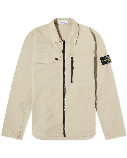 Stone Island Natural Supima Cotton Twill Stretch-Tc Zip Shirt Jacket for men
