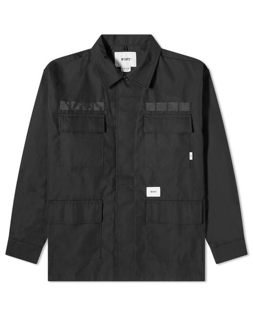 (w)taps Black 14 Printed Shirt Jacket for men