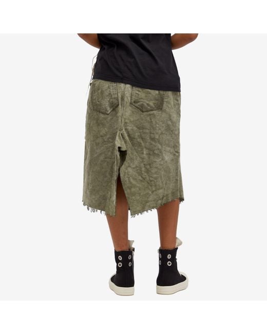 Rick Owens Green Denim Midi Skirt