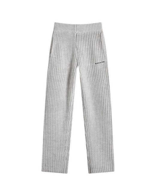 MKI Miyuki-Zoku Gray Chunky Rib Knit Wide Leg Joggers for men