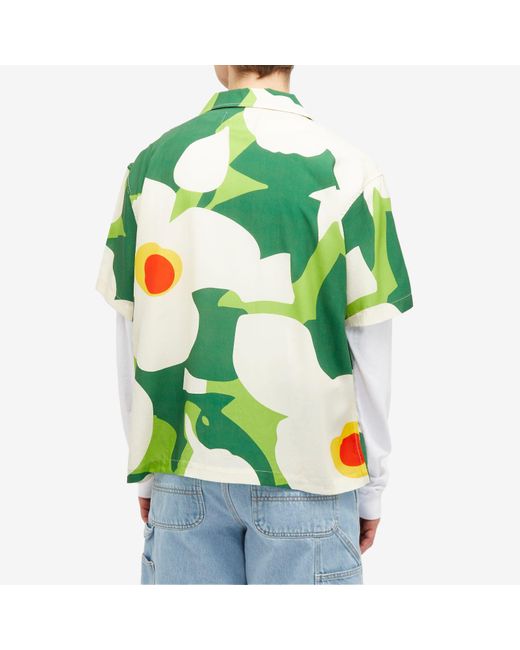 AWAKE NY Green Floral Camp Collar Shirt for men