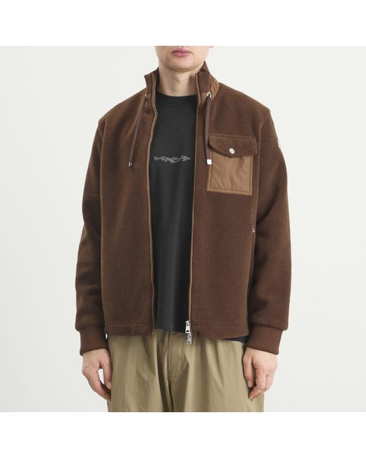 Moncler Brown Teddy Fleece Zip Up Fleece for men