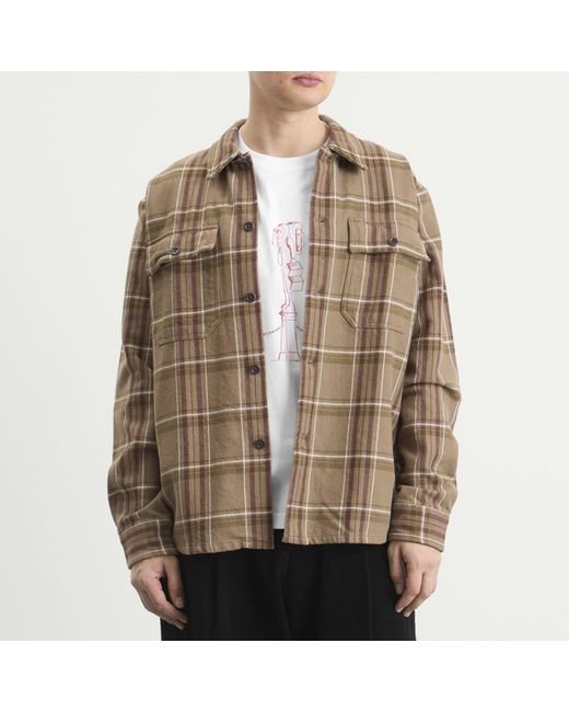 Norse Projects Brown Hjalmer Heavy Twill Check Overshirt for men