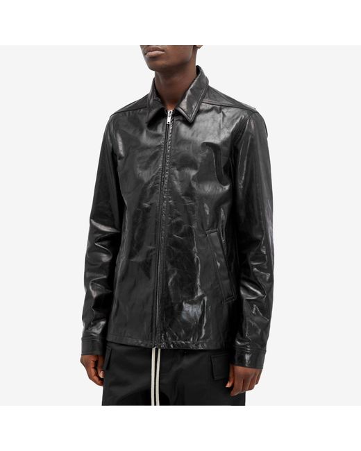 Rick Owens Black Brad Leather Boxy Jacket for men
