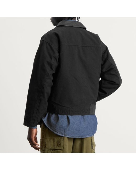 FRIZMWORKS Heavy Canvas Destroyed Work Jacket in Black for Men