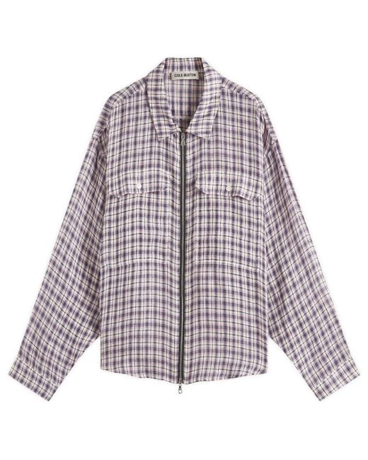 Cole Buxton Purple Linen Flannel Shirt for men