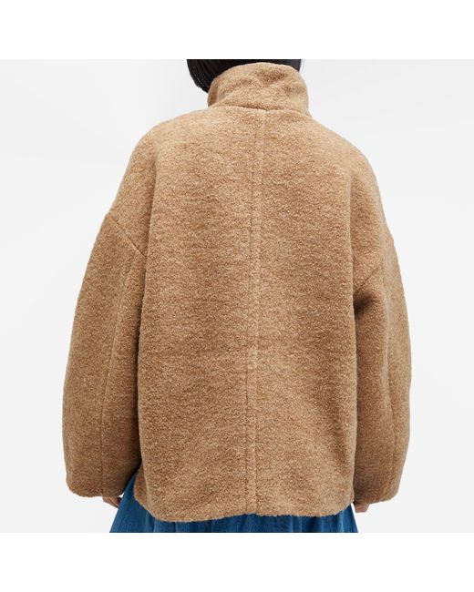 Ganni Brown Boucle Wool Drop Shoulder Jacket