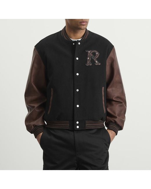 Represent Black Vintage Varsity Jacket for men