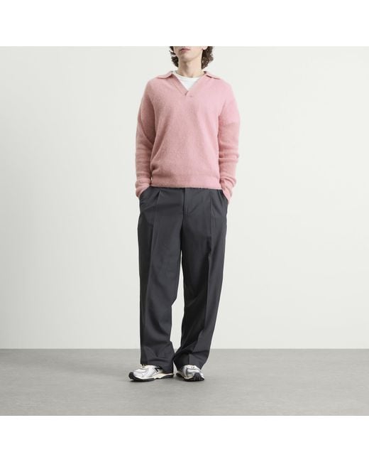 トップス BABY SURI ALPACA SHEER KNIT SKIPPER POLO Auralee - BABY SURI ALPACA SHEER KNIT SKIPPER POLO (DARK BROWN