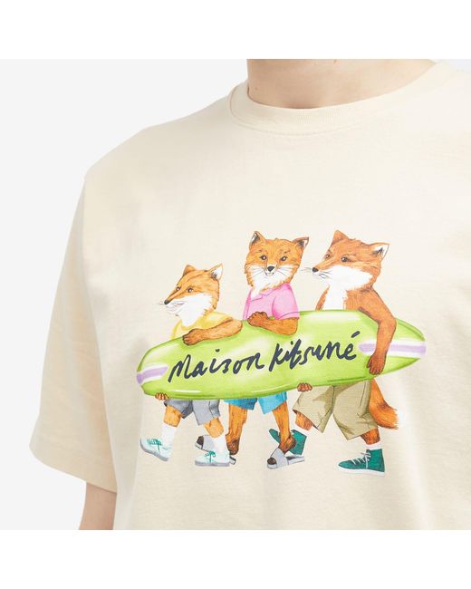 Maison Kitsuné Natural Surfing Foxes Comfort T-Shirt for men