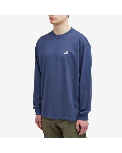 Nike Blue Acg Long Sleeve Logo T-Shirt for men