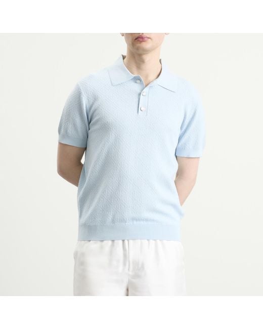 Casablanca Blue Pointelle Monogram Polo for men