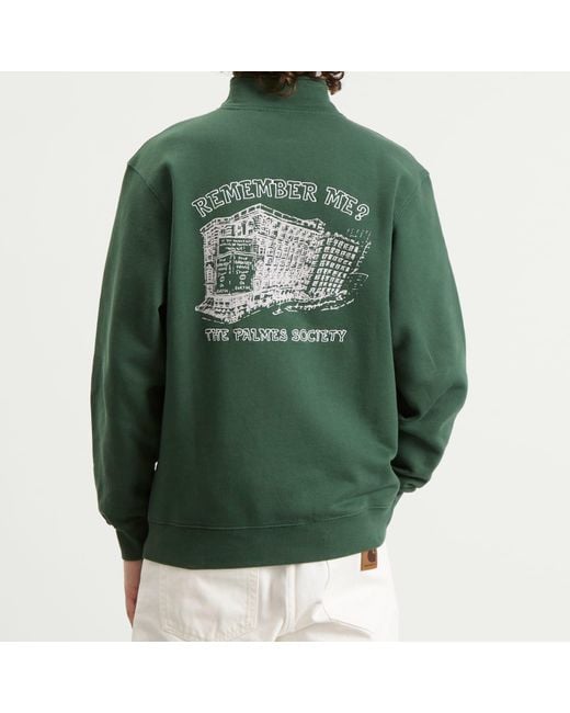 Palmes Green Remember Zip Sweatshirt for men