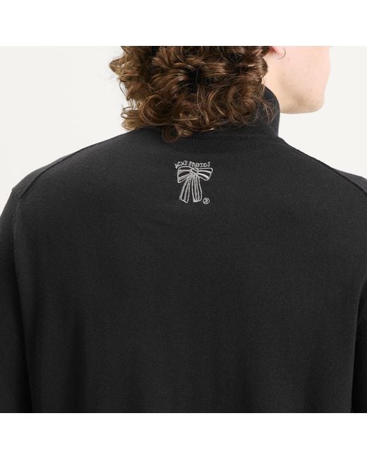 Acne Black Kungo Merino Zip Through Jumper for men