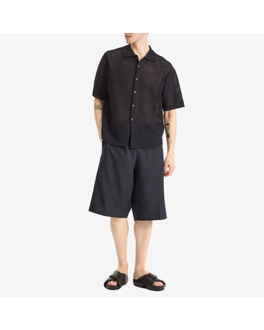 AURALEE Cotton Mesh Knit Half Sleeved Shirt in Black for Men | Lyst UK