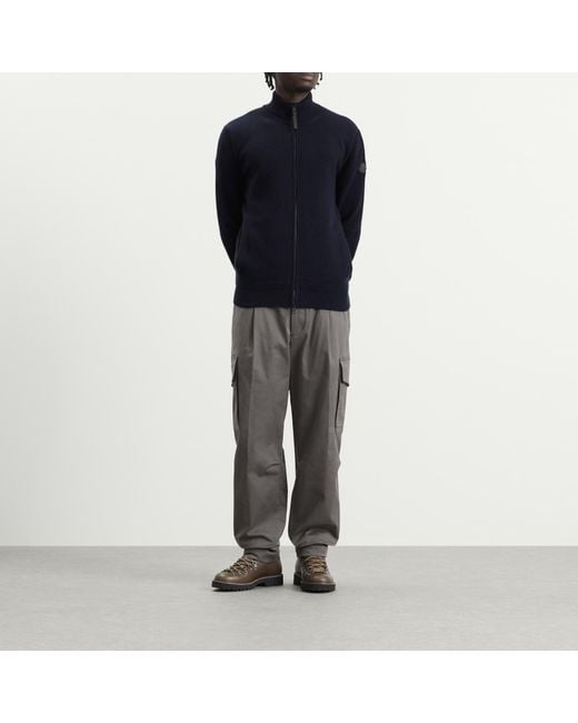 Moncler Blue Wool Cashmere Zip Up for men